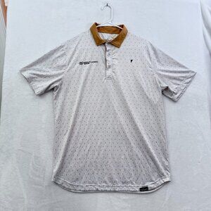 Primo Polo Shirt Mens L Cream Golf Performance Geometric Athletic